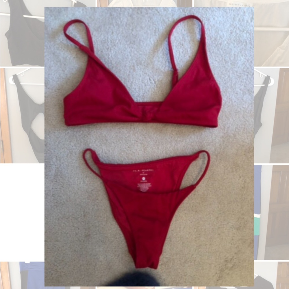 Red LA Hearts Pac Sun bikini